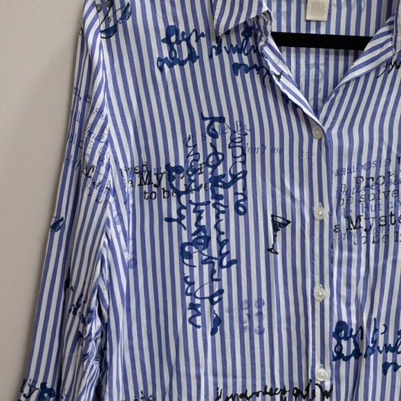 Chico's Conversation striped trapeze blouse-2 - Picture 2 of 4